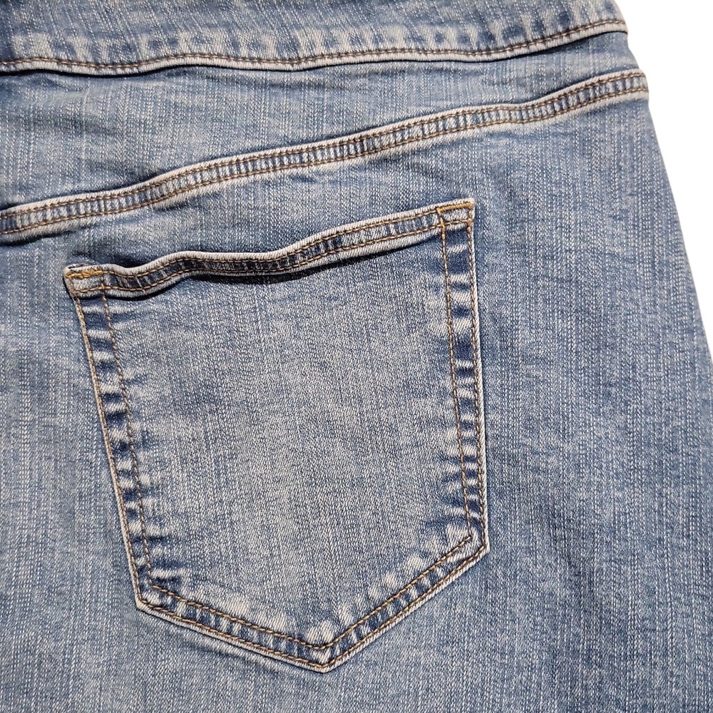 Torrid Denim A-Line Front Slit Midi Jean Skirt Size 18 Blue Pockets Retro - Picture 5 of 11